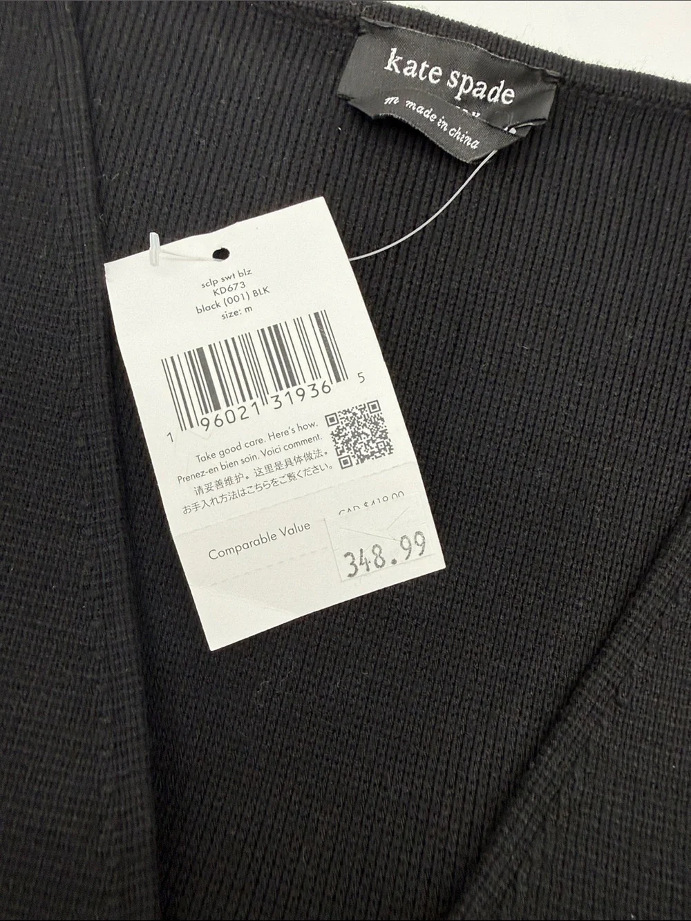 Kate Spade New York Scalloped Sweater Blazer Black